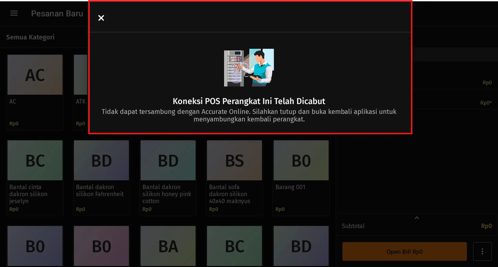 Cara memutuskan perangkat Accurate POS